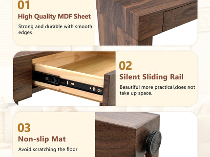 Console Table With Double Drawers - Walnut