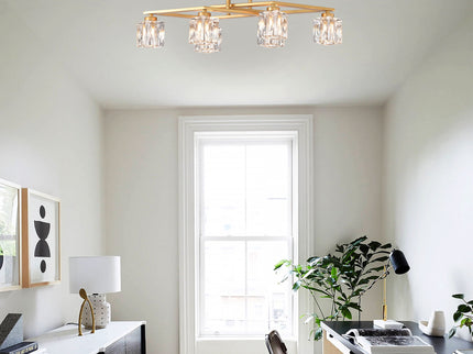 6 Light Crystal Ceiling Light For Dining Room, Modern Ceiling Lamp With Light Fixture For Entryway, Lobby, Kitchen, Bedroom, Living Room, Conference Room, (6*G9 Bulbs Included)