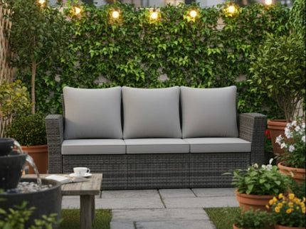 All-Weather Wicker 3 Seat Patio Sofa With Thick Cushions