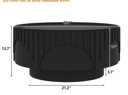 Round Fluted Drum Coffee Table With Sturdy Base For Living Room