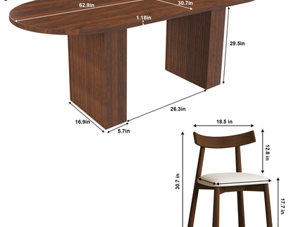 Oval Dining Table Set For 6 With 4 Chairs - Walnut