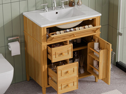 Bathroom Vanity With Flip Out Drawer, 2 Soft-Close Drawers