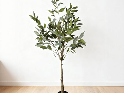 5Ft Realistic Artificial Eucalyptus Tree In Pot With Lush Leaves For Home Office Decor - Green Leaves