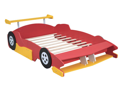 Race Car-Shaped Platform Bed With Wheels