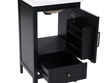 Modern Bathroom Vanity With Sink, Cabinet Storage, Drawer & Adjustable Feet