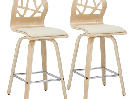 Folia - Mid Century Modern Counter Stool With Footrest (Set of 2)