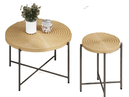 Coffee And End Table Set Waterproof Cover, Distressed Cylindrical Design, Legs Classic Rustic Charm (Set of 2)