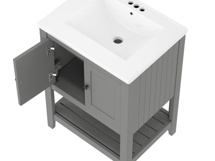Modern Bathroom Vanity With Sink And Open Shelf