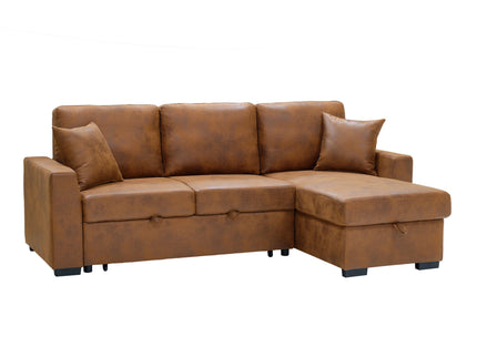 Upholstered Sectional With Pull-Out Bed And Chaise Storage
