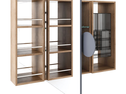 Wall Mounted Bathroom Mirror Cabinet With Adjustable Shelves Storage Cabinet - Imitative Oak