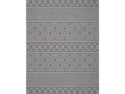 Guros - 6' X 9' Geometric Indoor / Outdoor Area Rug - Gray / White