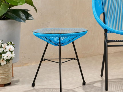 Nusa - Modern Rattan Side Table With Tempered Glass Top
