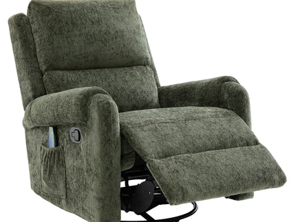 Manual Recliner Massage Chair With Swivel Rocker, 8 Massage Modes, Side Storage Pocket