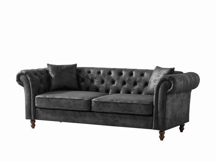 Chesterfield 3 And 3 Seater Sofa Set High Tech Fabric Roll Armrest Upholstered Couch