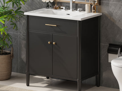 Bathroom Vanity With Sink, Soft Close Doors And Adjustable Shelf