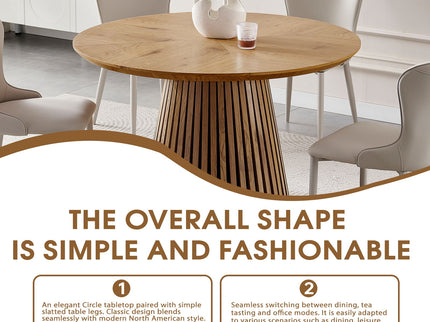 Round Dining Table For Dining Room - Natural Wood