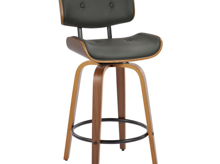 Lombardi - Mid-Century Modern Fixed Height Counter Stool With Swivel With Round Footrest (Set of 2)