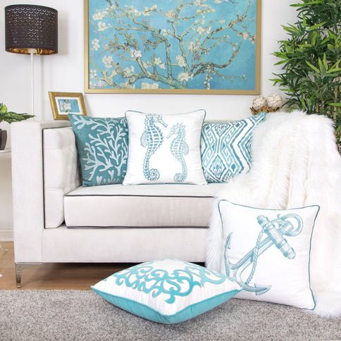 Seahorses Pillow Cover With Matching Back