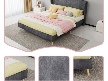 Upholstered Bed, Tufted Headboard, Comfortable Sleep