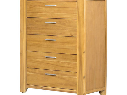 5 Drawer Dresser - Natural Wood / Brown