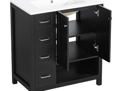 Bathroom Vanity With Sink Top, Bathroom Vanity Cabinet With 2 Doors And 2 Drawers, Open Shelf