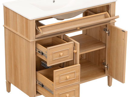 Bathroom Vanity With Sink, 3 Drawers & 2 Doors