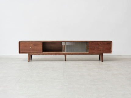 TV Cabinet With Chinese Changhong Glass Doors, Two Drawer Storage Space TV Standing