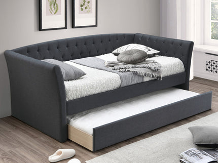 Daybed With Trundle Button Tufted Slat Included - Charcoal