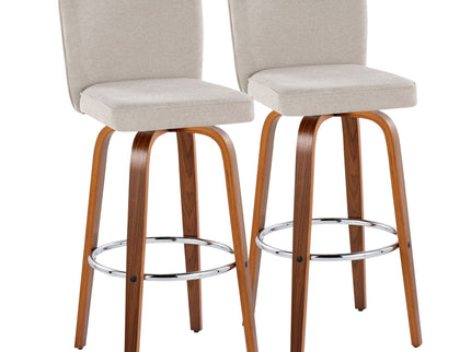 Henry - Contemporary Fixed Height Barstool With Swivel With Round Footrest (Set of 2)