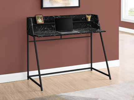 Computer Desk For Home Office, Laptop, Storage Shelves, Marble Look Contemporary & Modern