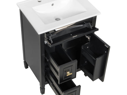 Modern Bathroom Vanity With Sink, Flip Drawer, 2 Drawers, Adjustable Shelf
