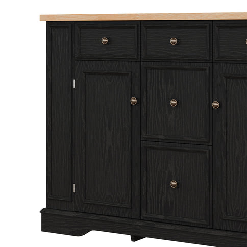 Sideboard Buffet Cabinet With 5 Drawers, 2 Cabinets, Adjustable Shelves