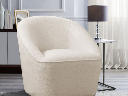 Anson - Swivel Chair With Soft Rounded Back - Off White
