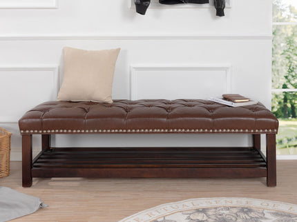 Bedroom End Of Bed Bench Tufted Upholstered End Of Bed Bench End Of Bed Entrance Shoe Bench With Nailhead Trim And Shelf Bedroom Upholstered Bench Living Room Shoe Rack Footstool
