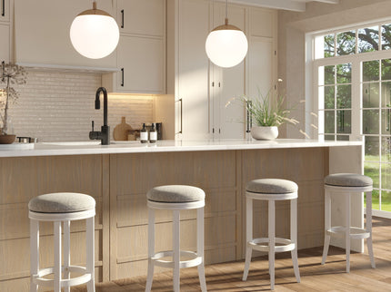 Backless Swivel Stool With Upholstered Seat