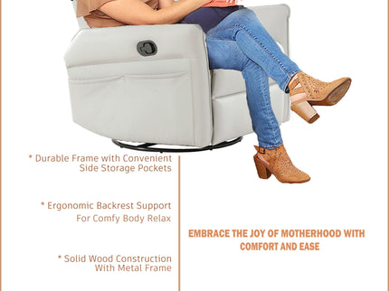 360° Modern Small Rocking Swivel Recliner Chair With Side Pocket