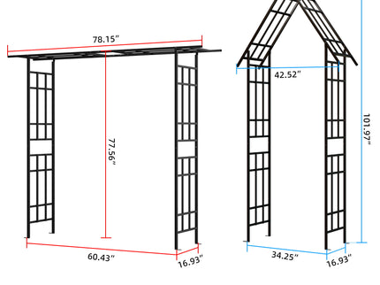 Garden Arch With Adjustable Width Climbing Plants Support - Black