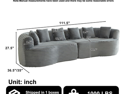 Sectional Sofa, Oversized 4 Seater With Deep Seat Design