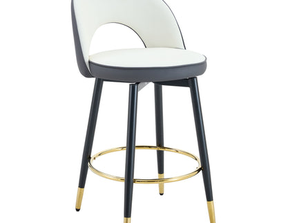 Upholstered Rotatable Bar Chair With Metal Legs For Dining Room