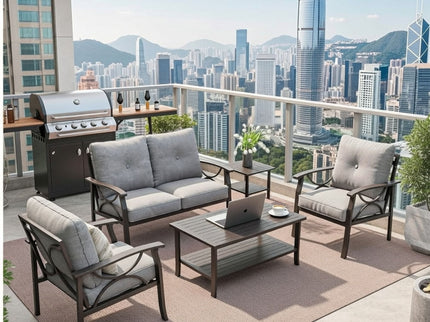 Patio Furniture Set With Coffee Table And Cushions For Backyard