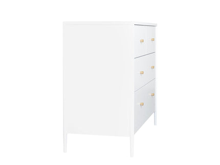4 Drawer Kids Dresser With Antique Brass Pulls - White