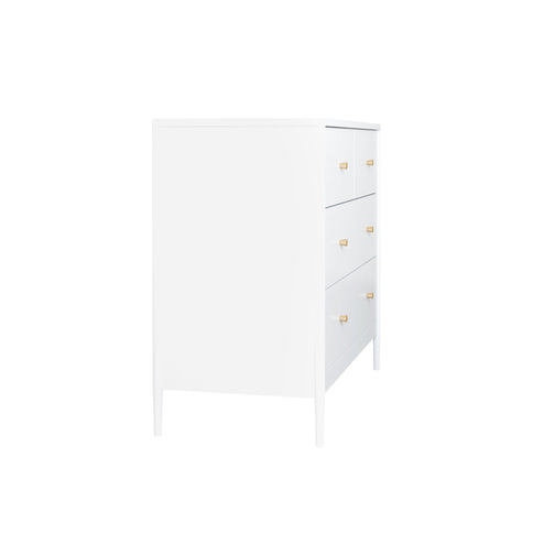 4 Drawer Kids Dresser With Antique Brass Pulls - White