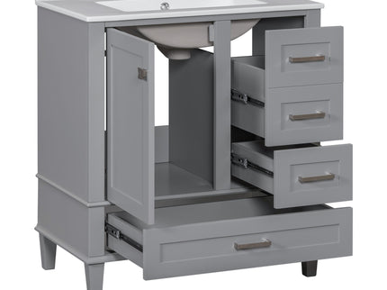 Bathroom Vanity, Modern Bathroom Cabinet With Sink Combo Set, Bathroom Storage Cabinet With A Soft Closing Door And 3 Drawers, Solid Wood Frame