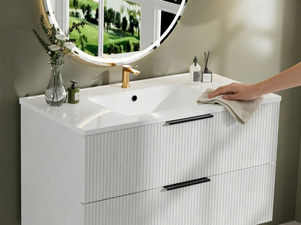 Modern Wall Mounted Floating Bathroom Vanity With Sink And Drawers
