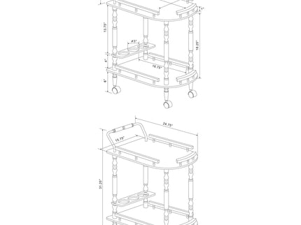 2 Shelf Serving Cart - Brown