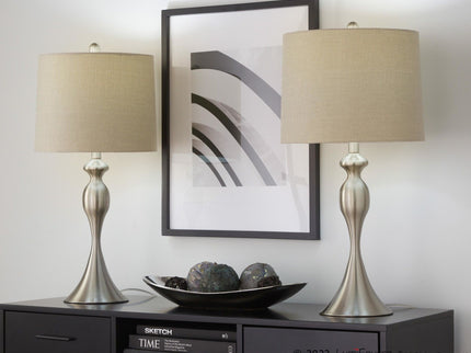 Ashland - Contemporary Table Lamp (Set of 2) - Nickel / Light Gray