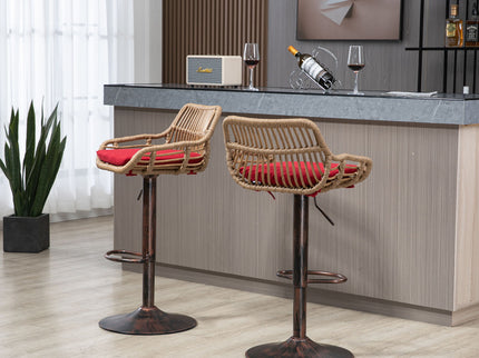 Modern Swivel Bar Stools Adjustable Counter Chairs With Footrest (Set of 2)
