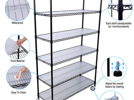 6 Tier 6000Lbs Capacity Nsf Metal Shelf Wire Shelving Unit, Heavy Duty Adjustable Storage Rack With Wheels & Shelf Liners For Commercial Grade Utility Steel Storage Rack