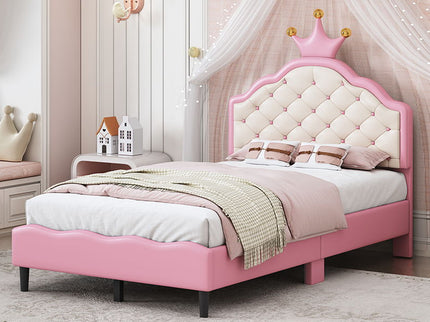 Lovely Crown Fantasy Princess Bed With Tufted Headboard