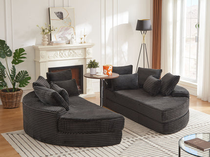 Round Oversized Sofa Bed With 5 Throw Pillows
